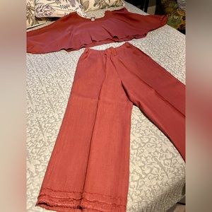 Match Point linen crop top with balloon sleeves and loose cropped pant